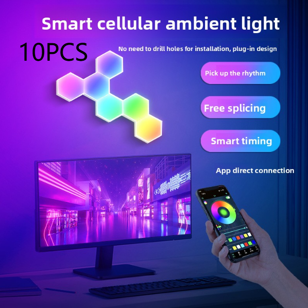 Hexagonal RGB LED Wall Light Smart Bluetooth Wi-Fi Control