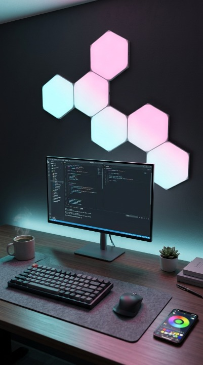 Hexagonal RGB LED Wall Light Smart Bluetooth Wi-Fi Control