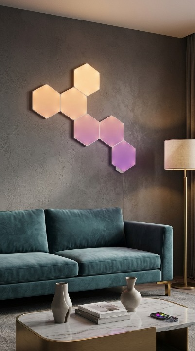 Hexagonal RGB LED Wall Light Smart Bluetooth Wi-Fi Control